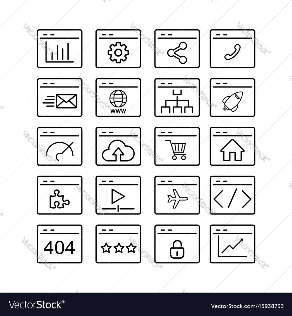 Set of outline seo web ui icon