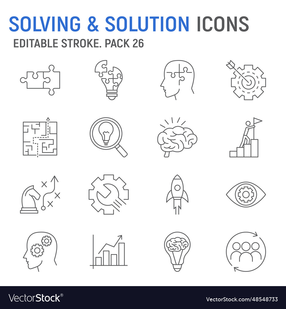 Solution line icon set Vector Image Solution line icon set