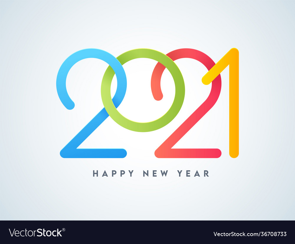 Stylish colorful 2021 happy new year text