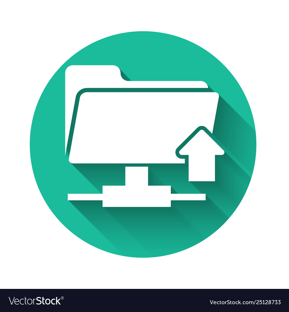 White ftp folder upload icon isolated with long vector image White ftp folder upload icon isolated with long