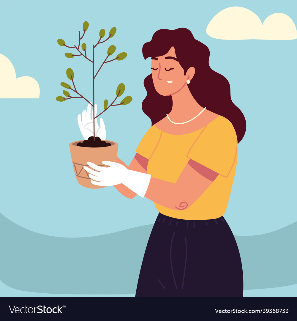 Woman holding plant