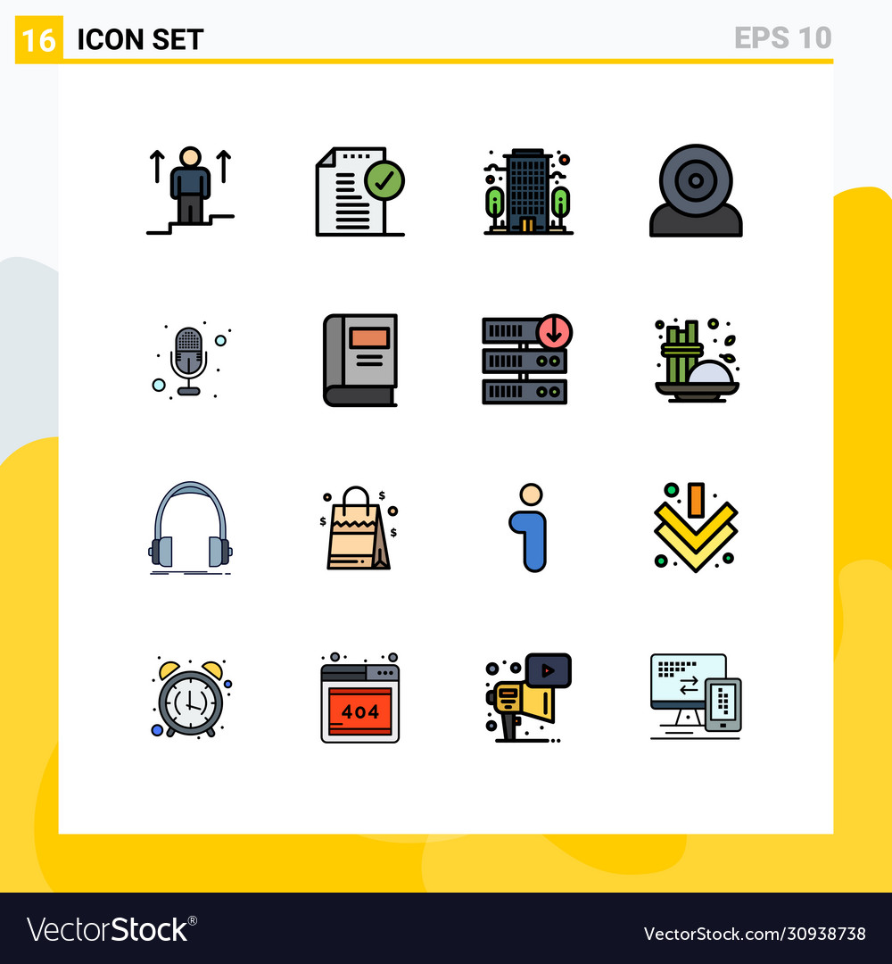 16 universal flat color filled lines set for web