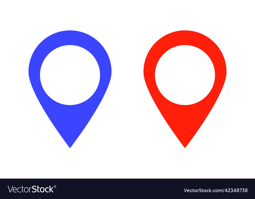 A set of icons pins on map location