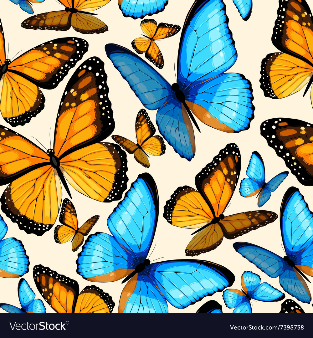 Blue butterflies seamless Royalty Free Vector Image