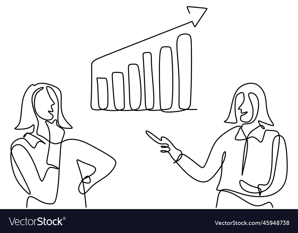 Continuous one single line drawing of two Vector Image Continuous one single line drawing of two