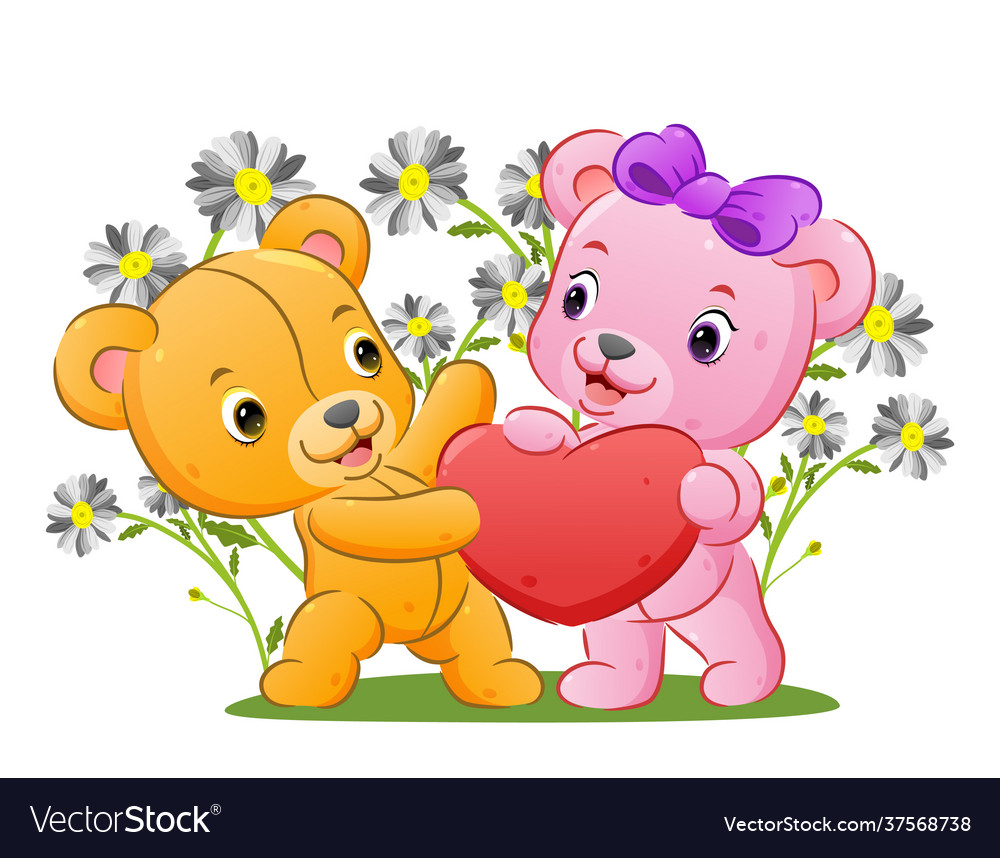 Cute design two bear are sharing