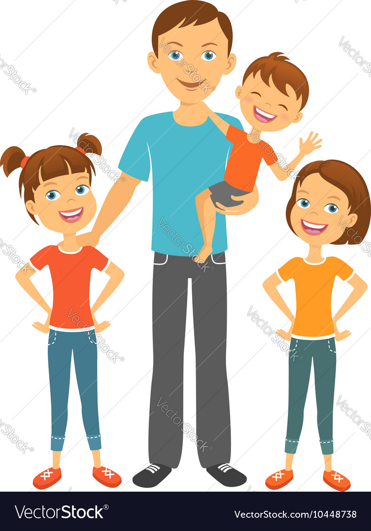 Father With Kids Dad And Children Fathers Day Vector Image