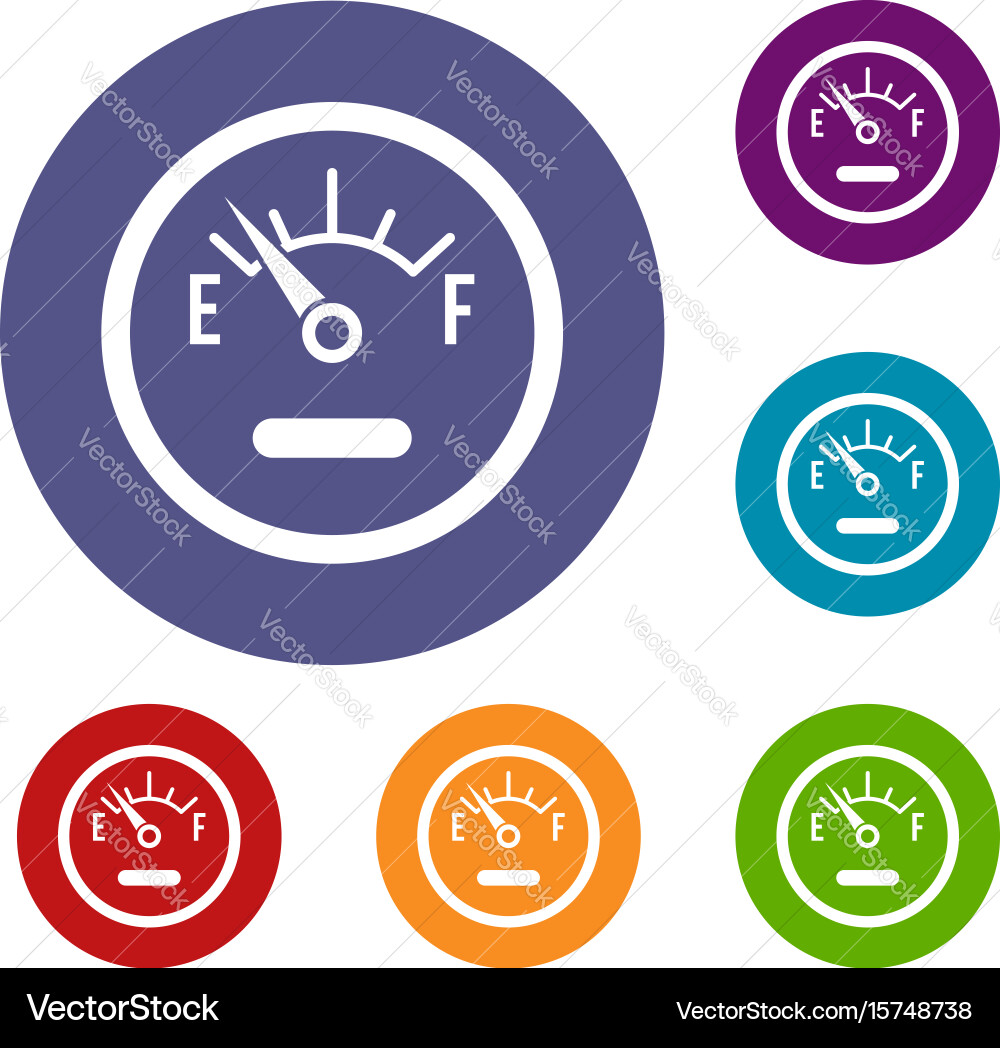Fuel sensor icons set Royalty Free Vector Image