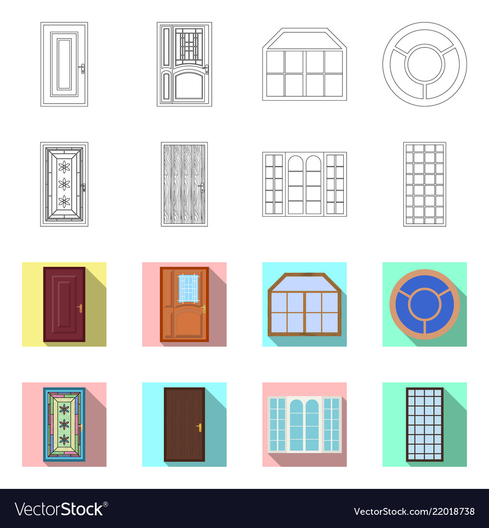 Isolated object of door and front sign collection