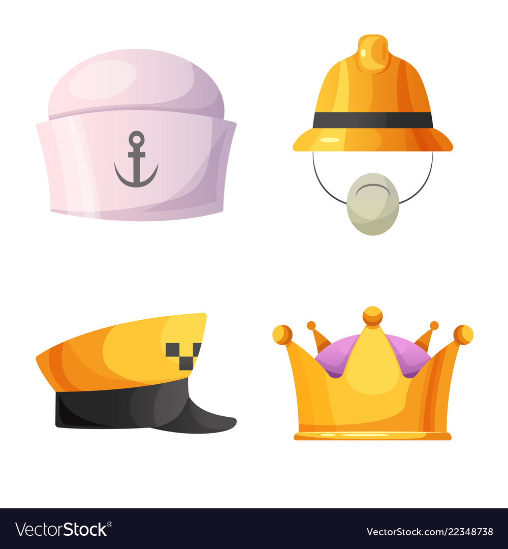 Isolated object of headgear and cap sign set vector image Isolated object of headgear and cap sign set