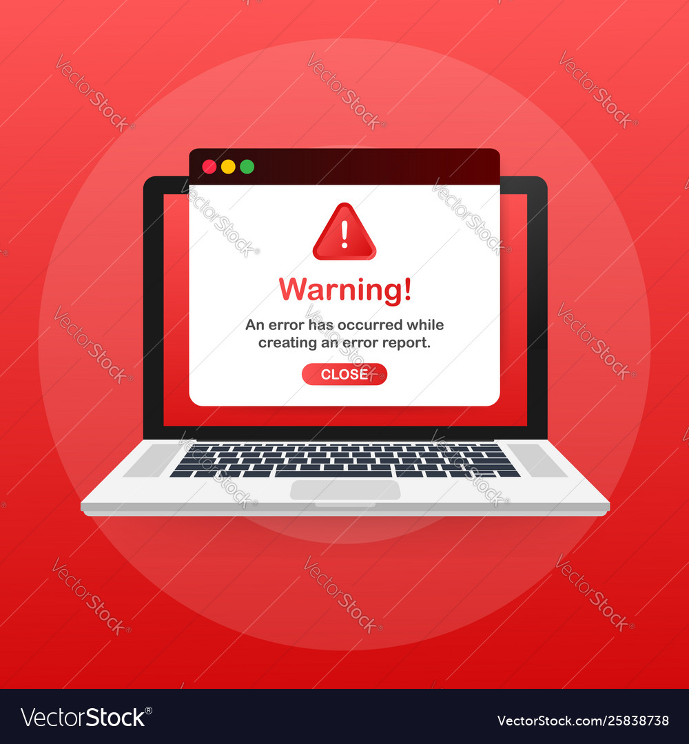 Modern warning pop up with flat design on red