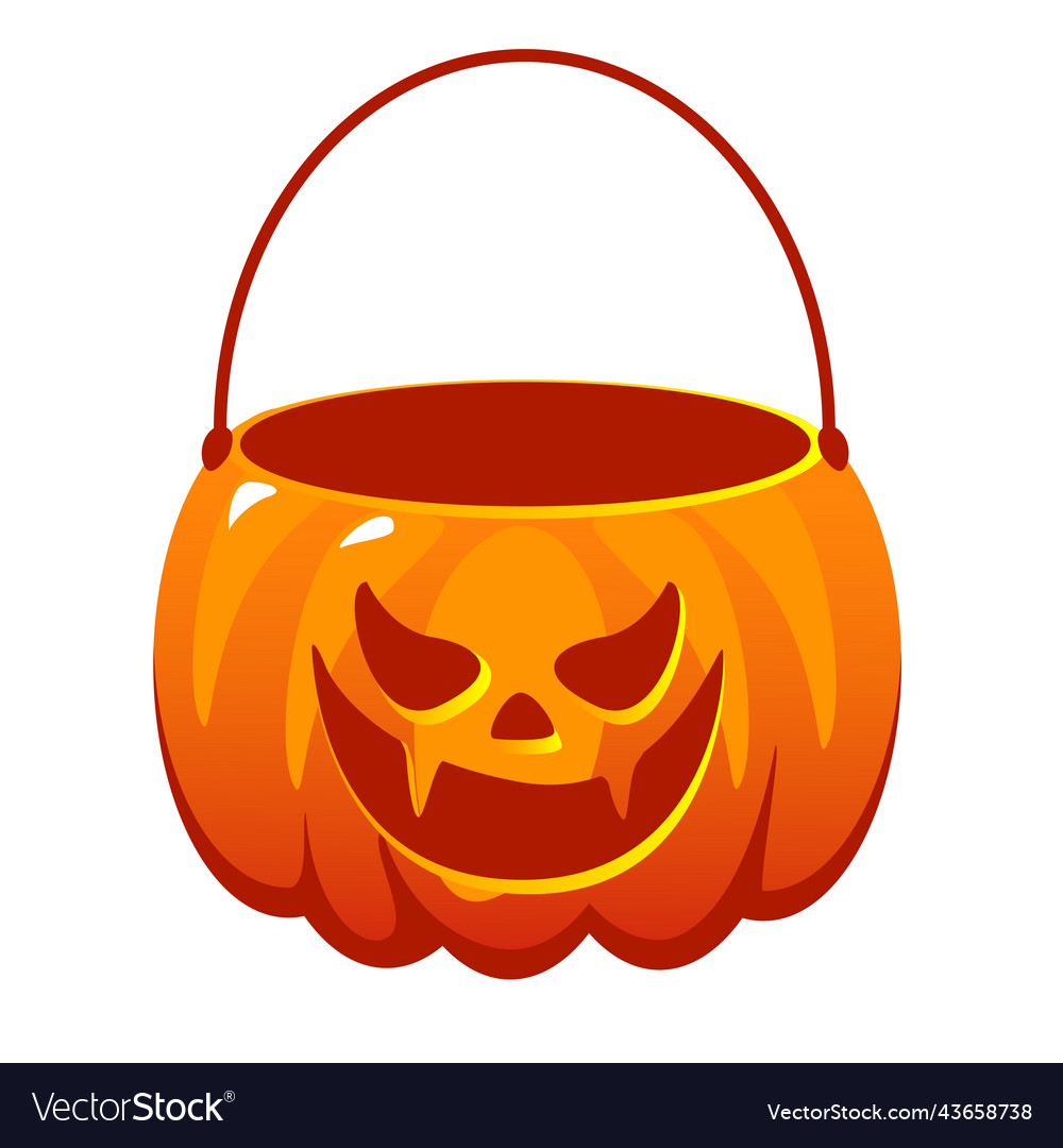 Orange emply pumpkin basket happy Royalty Free Vector Image