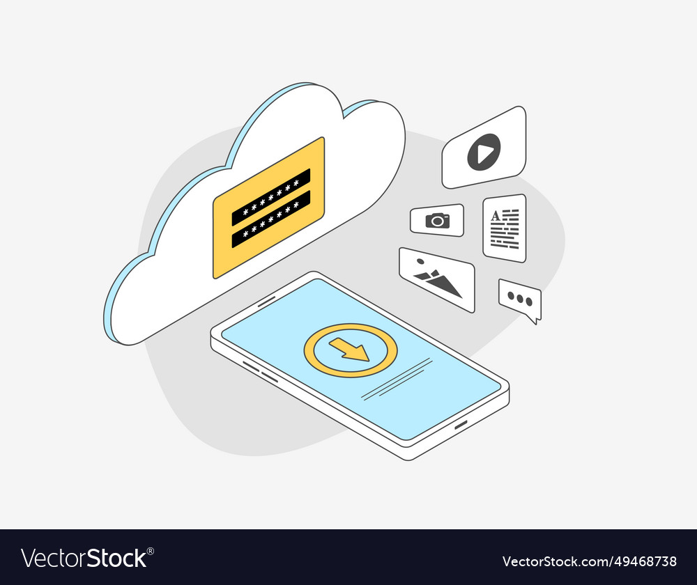Secure cloud and file backup services online vector image Secure cloud and file backup services online