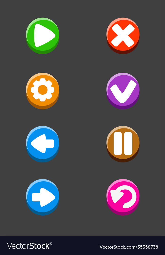 Set isolated buttons for game vector image Set isolated buttons for game