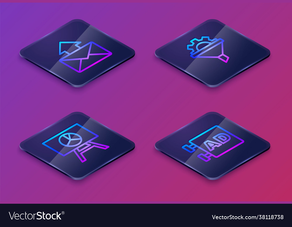 Set isometric line mail and email board Vector Image