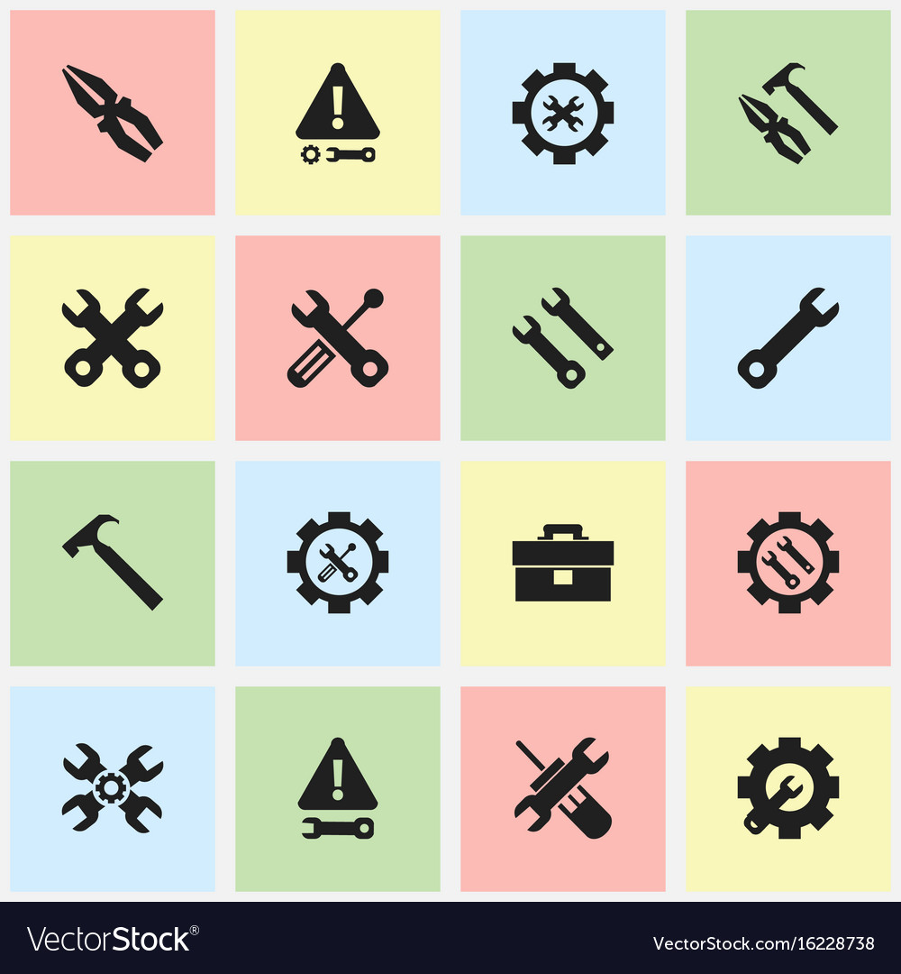 Set of 16 editable service icons includes symbols