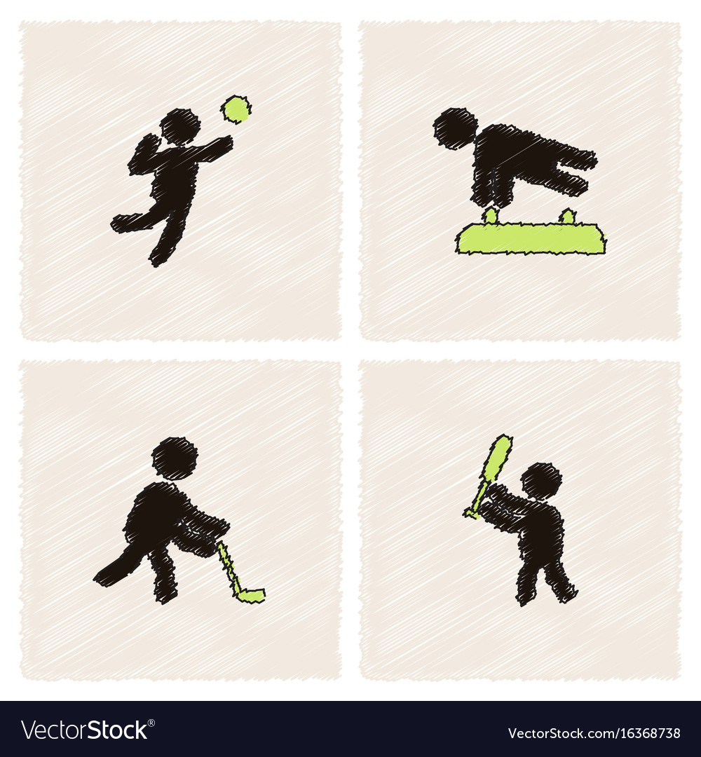 Set of olympic game design in hatching style