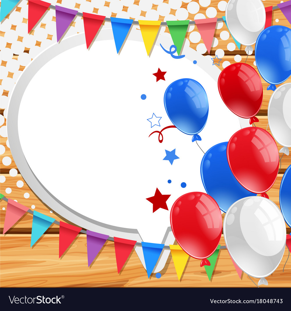 Background with colorful flags and balloons