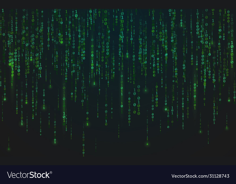 Binary matrix background green falling digits