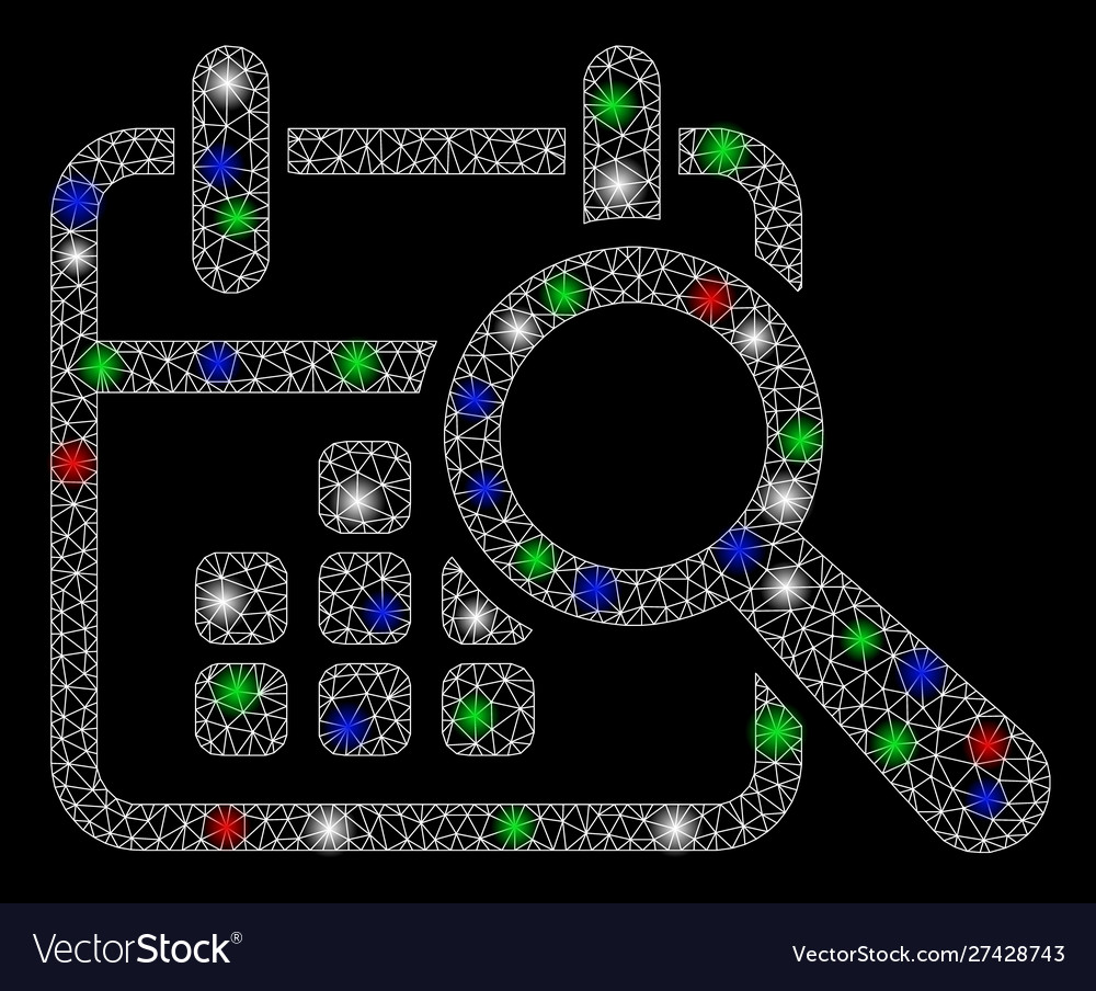 Bright mesh network find date with light spots vector image Bright mesh network find date with light spots