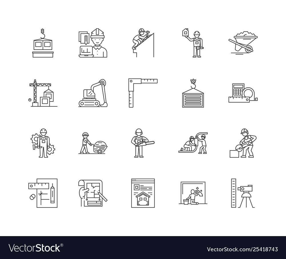 Building services line icons linear signs