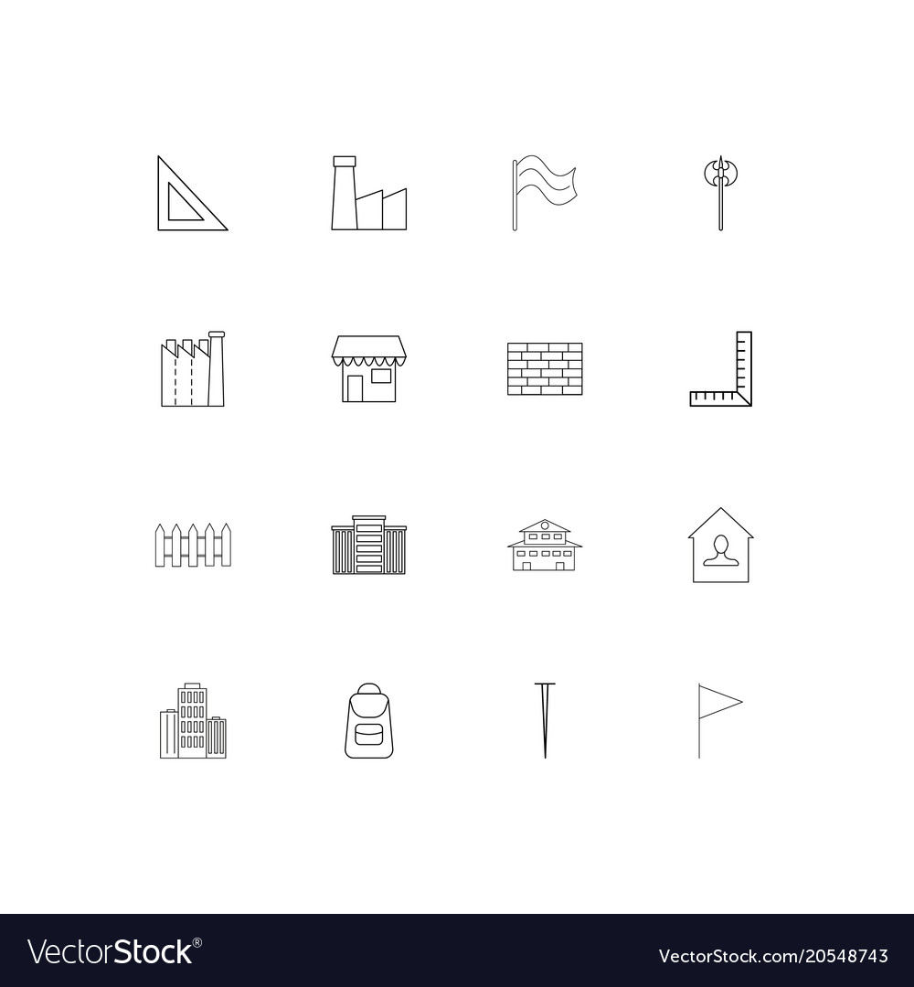 Buildings and constructions simple linear icons