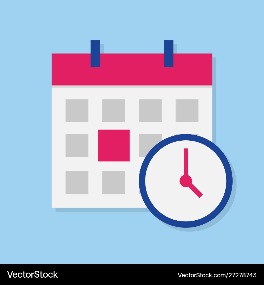 Calendar and clock icon schedule appointment Vector Image