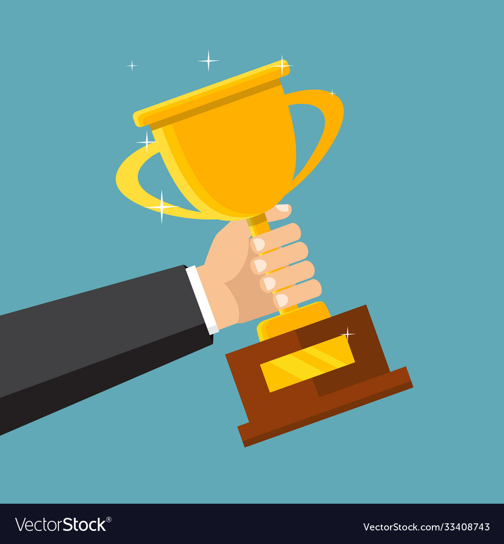 Champion trophy flat icon golden winner cup Vector Image