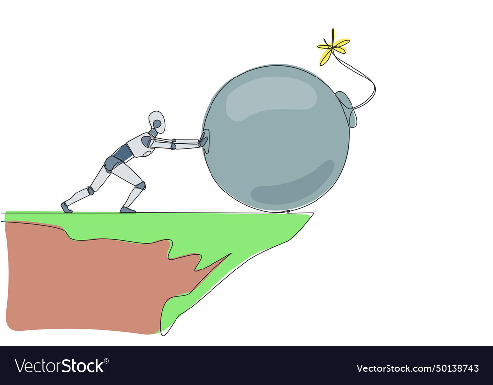 Continuous one line drawing robot pushes large vector image Continuous one line drawing robot pushes large