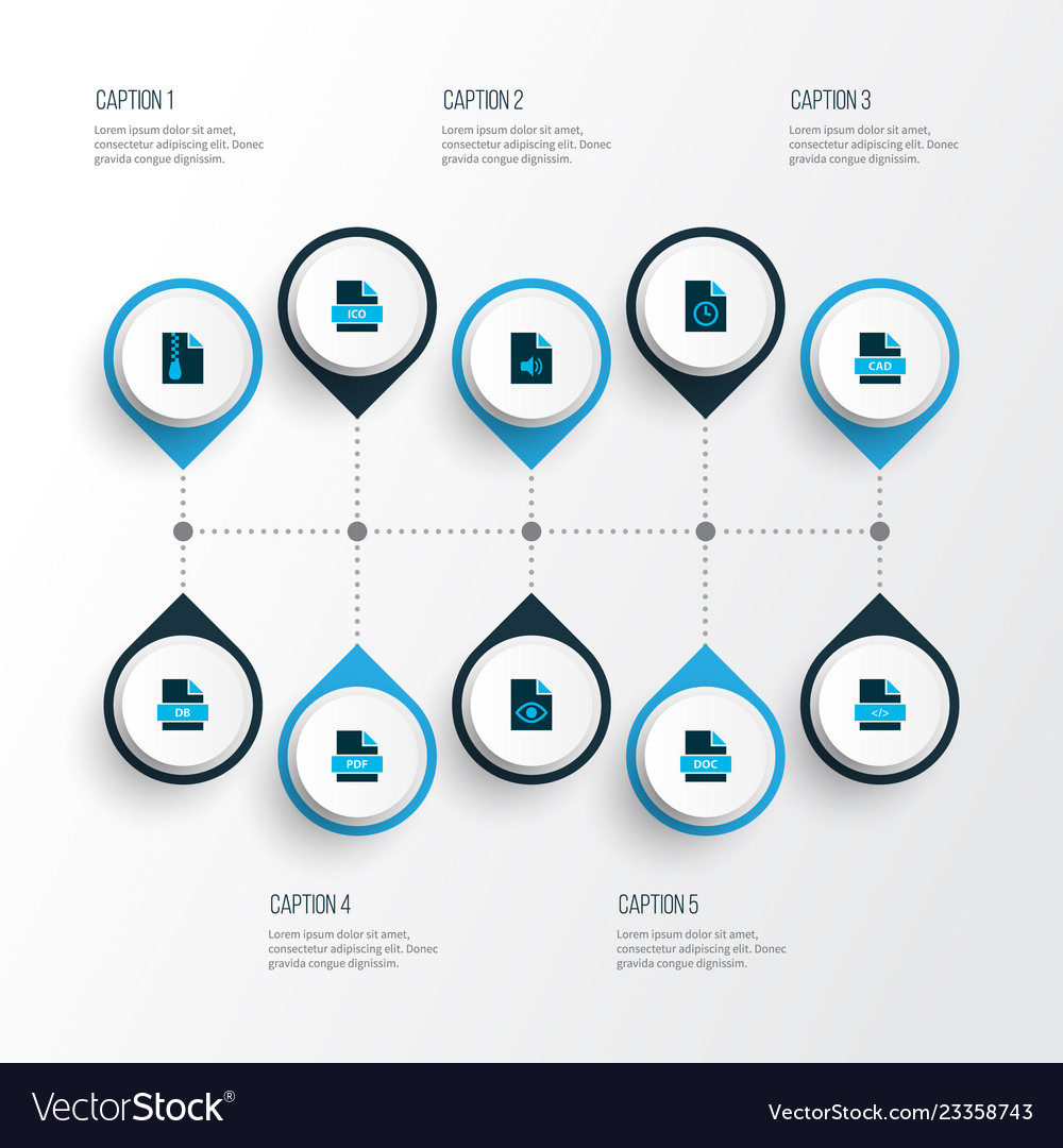 Document icons colored set with temporary file