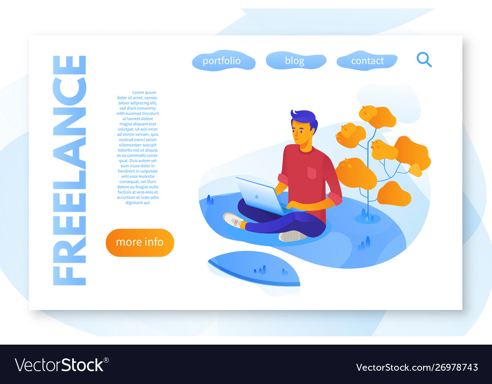 freelance service landing page flat color template freelance service