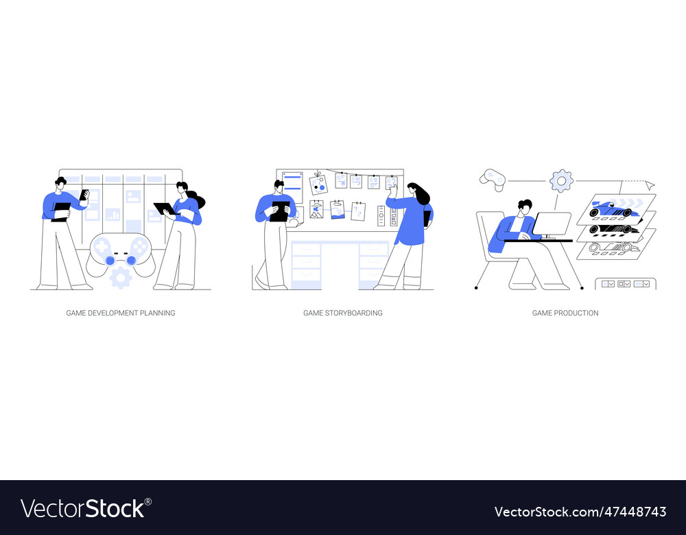 Game development process abstract concept vector image Game development process abstract concept
