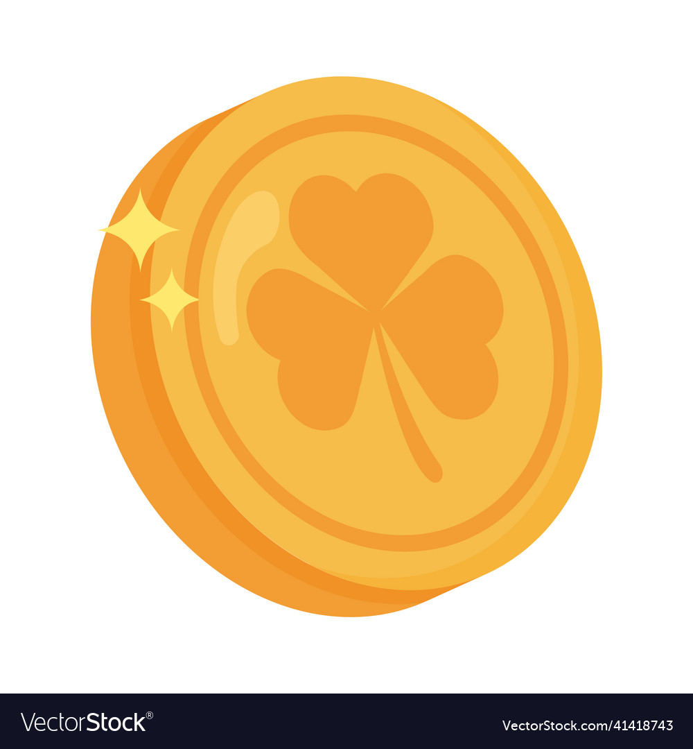 Gold coin with shamrock Royalty Free Vector Image