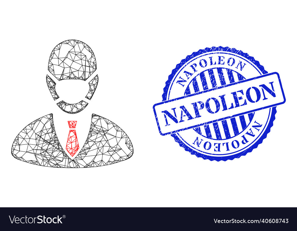 Grunge napoleon seal and net manager mask web mesh vector image Grunge napoleon seal and net manager mask web mesh