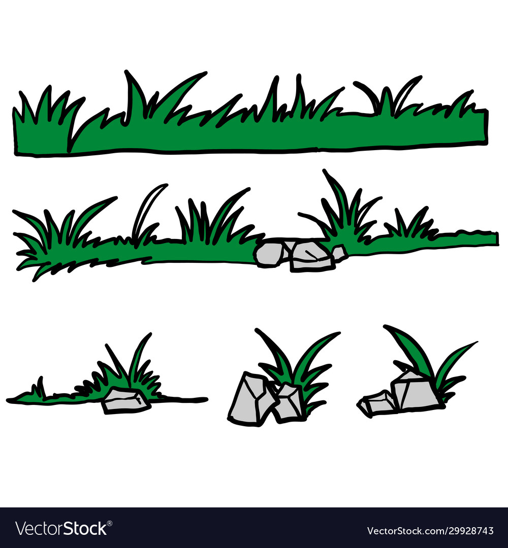 Hand Drawn Doodle Grass With Cartoon Style Vector Image