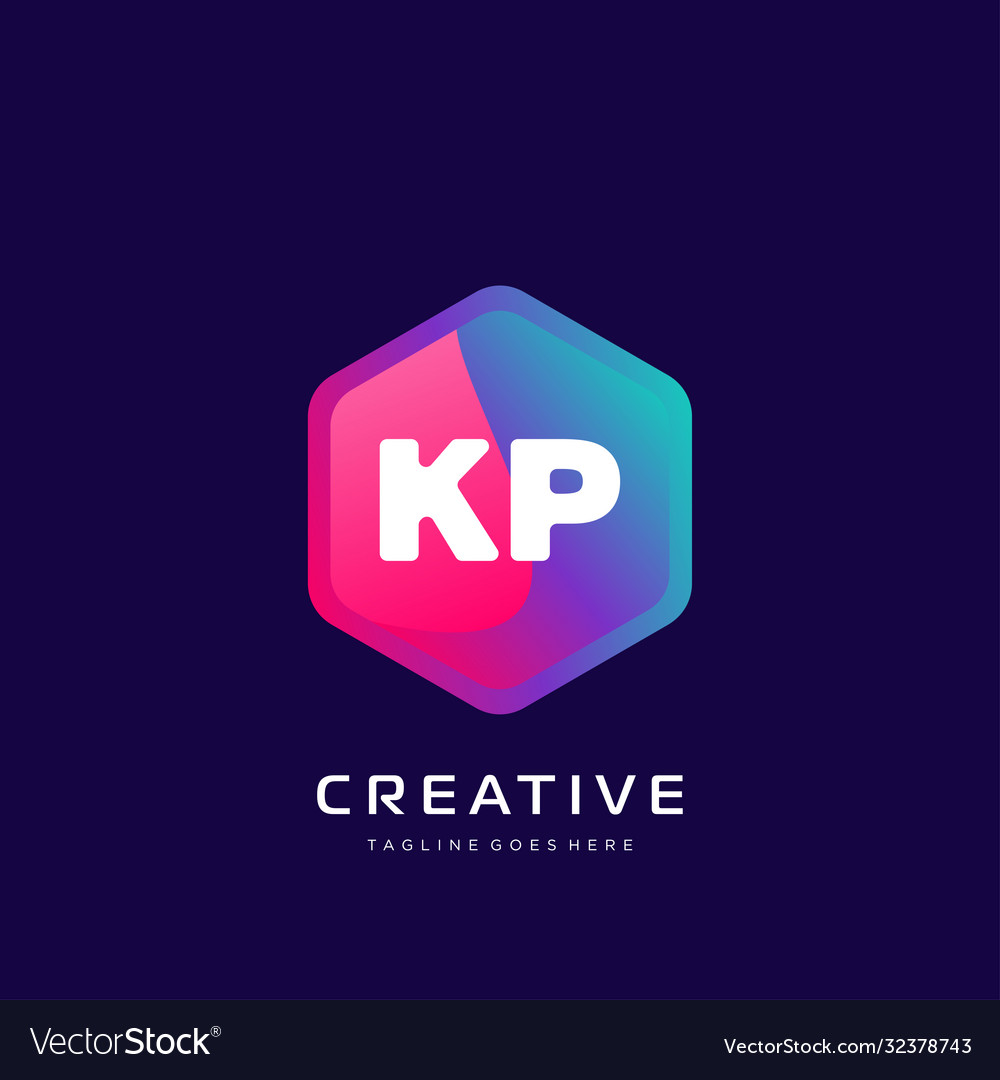 Kp initial logo with colorful template