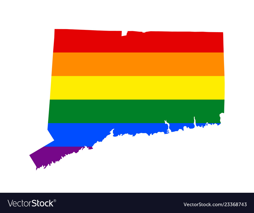 Lgbt flag map of connecticut rainbow