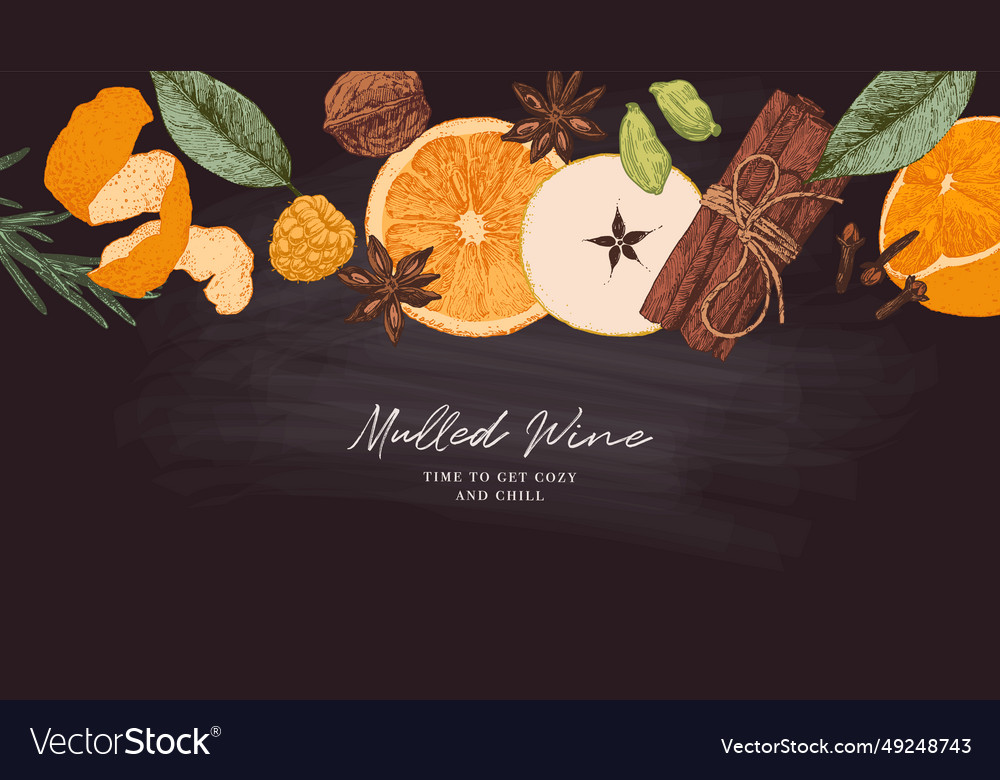 Mulled wine ingredients top line poster dark