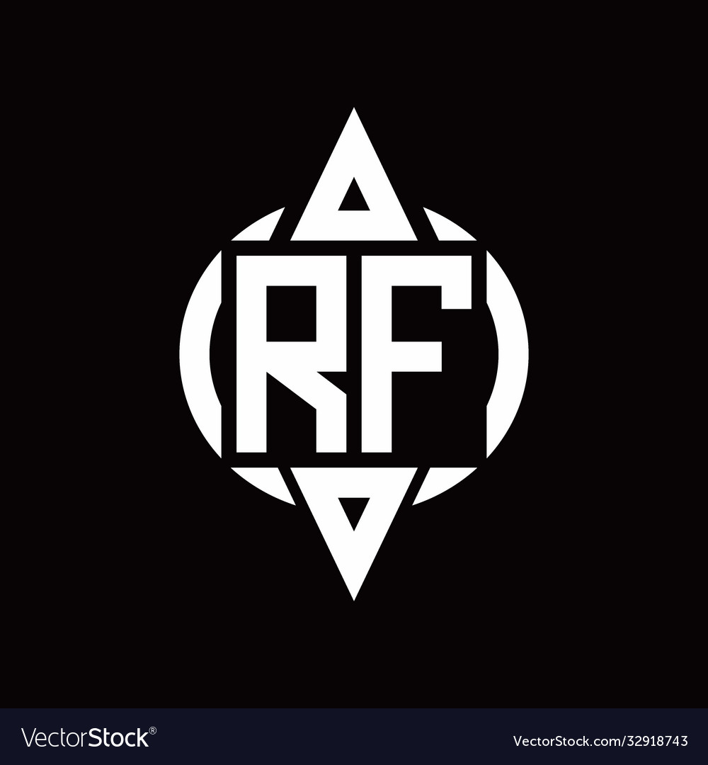 Rf logo with circle rounded combine triangle top
