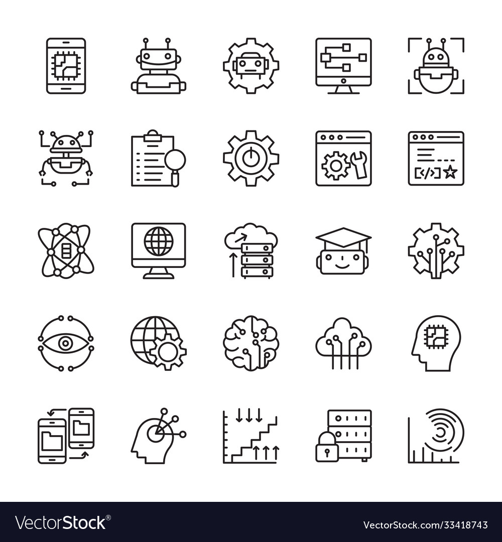 Robotics line icons