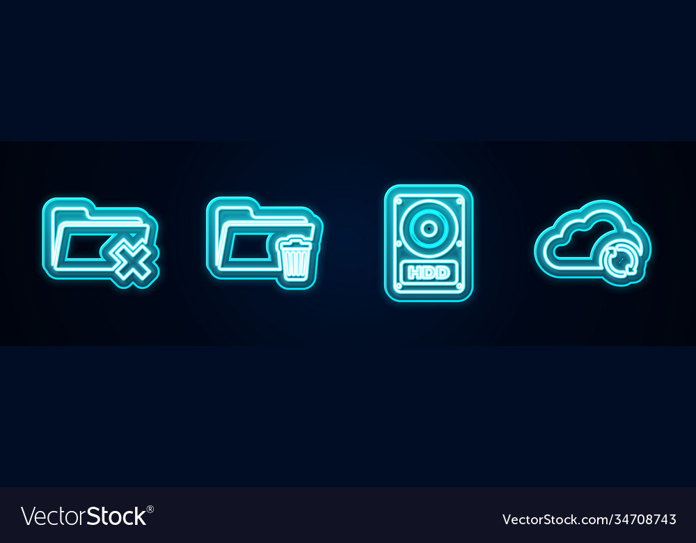 Set line delete folder hard disk drive hdd Vector Image Set line delete folder hard disk drive hdd