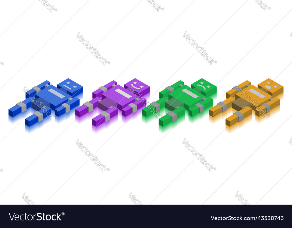 Set of low polygonal 3d square multicolor lying