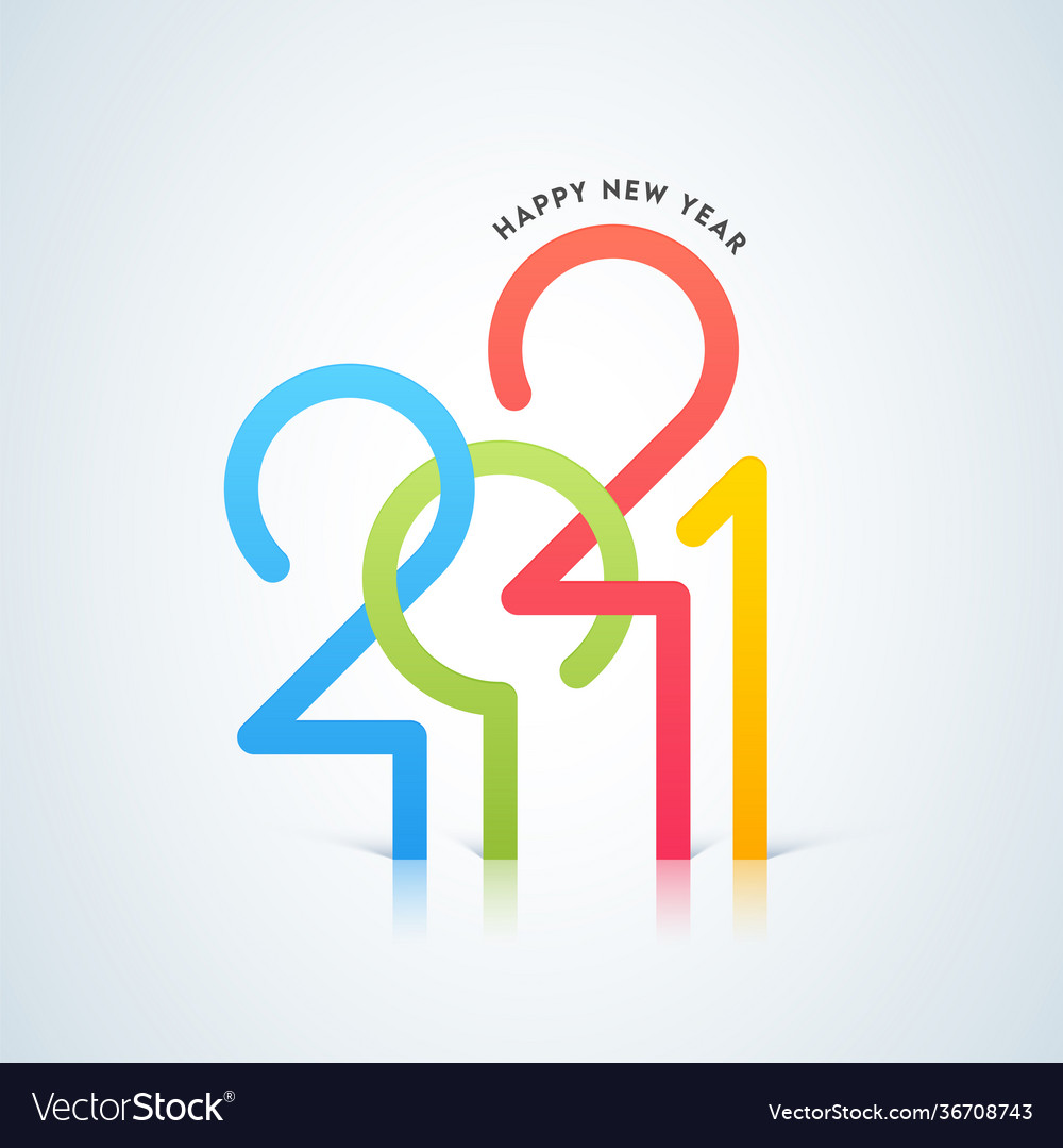 Stylish colorful 2021 number on white background