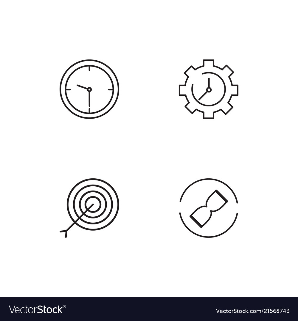 Time linear icons set simple outline