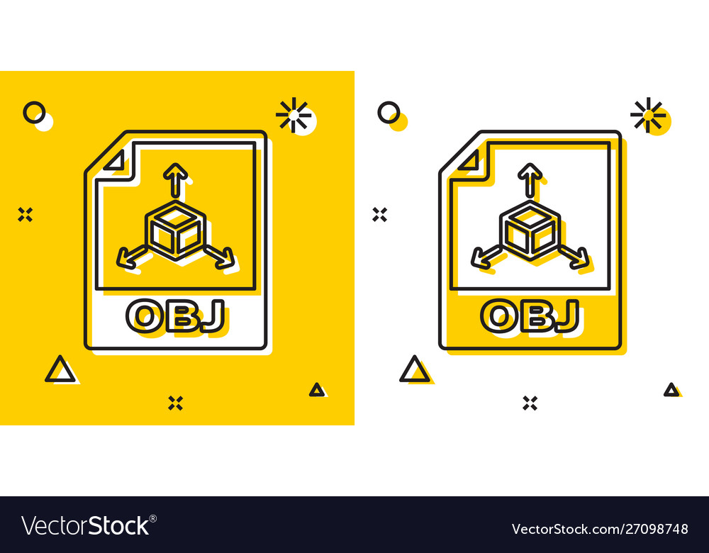 Black obj file document download button icon vector image Black obj file document download button icon