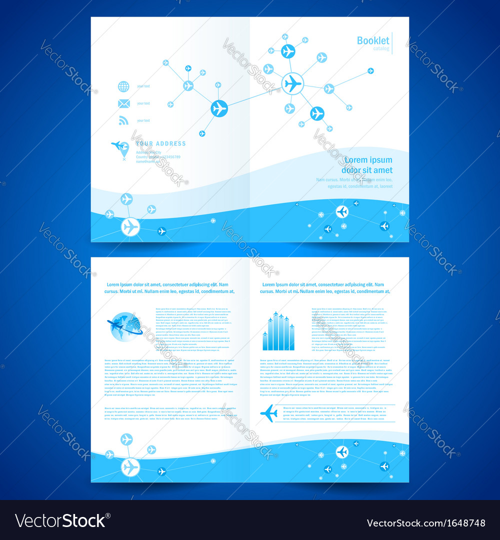 Booklet catalog brochure folder airplane airline Vector Image