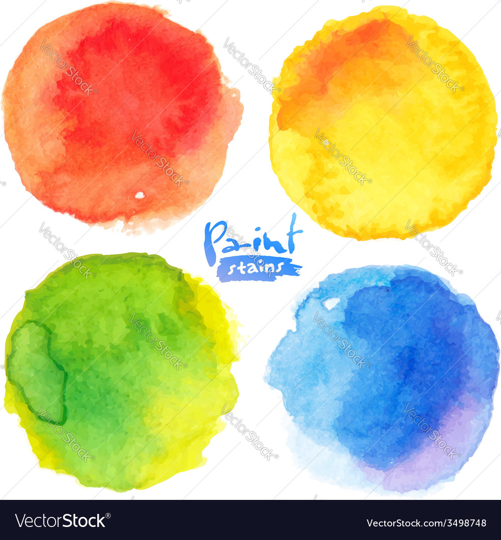 Bright colors watercolor painted stains set Vector Image