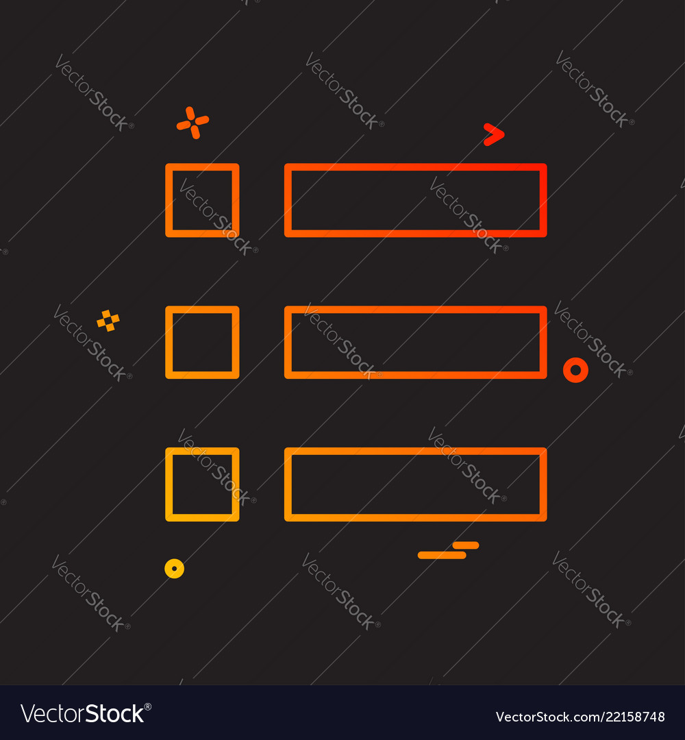 Bullet list menu options icon design Vector Image Bullet list menu options icon design