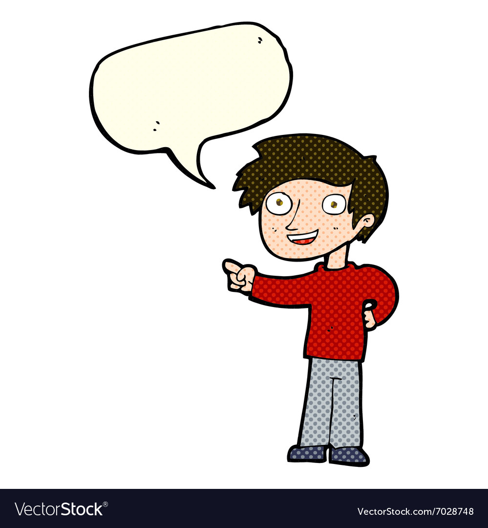 Cartoon man pointing with speech bubble Royalty Free Vector