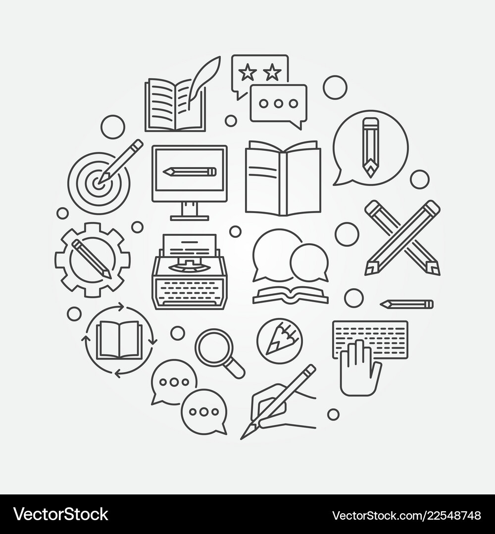 Copywriter round concept linear Royalty Free Vector Image